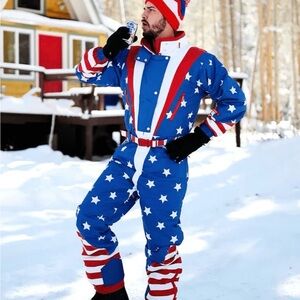 Tipsy Elves Americana Men’s M Ski/Snowboard Suit with hideable hood